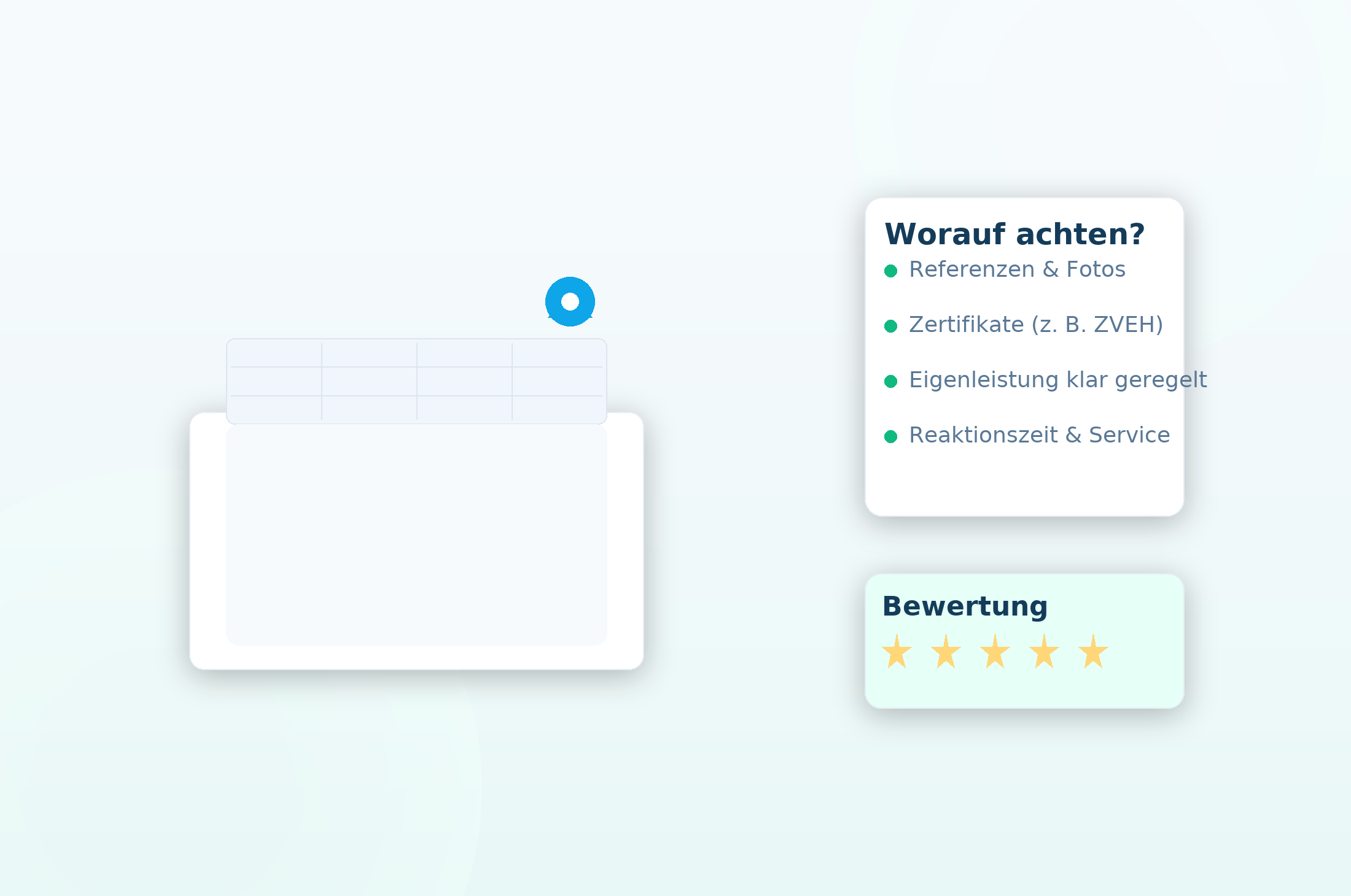 Key Visual: Haus mit Solardach, Standort-Pin, Checkliste und Sterne-Badge